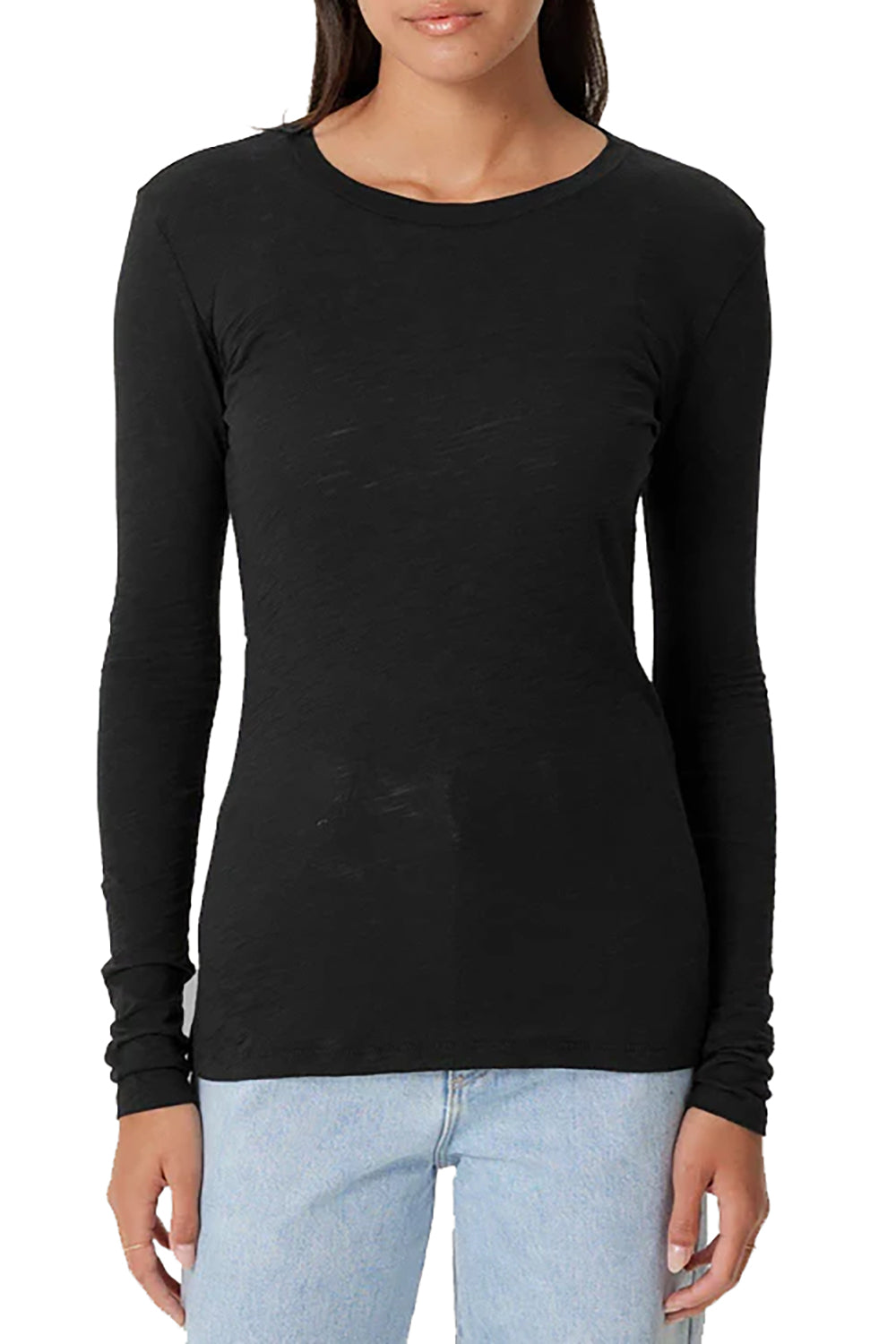 Signature Slub Long Sleeve Tee in Black