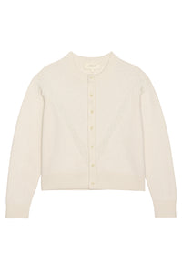 The Beaded Fringe Cardigan in Ivory