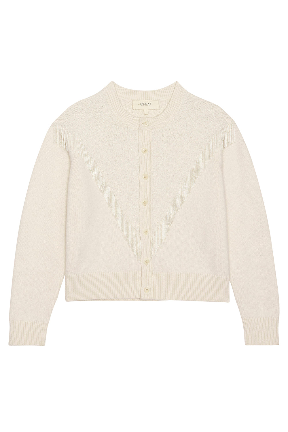 The Beaded Fringe Cardigan in Ivory
