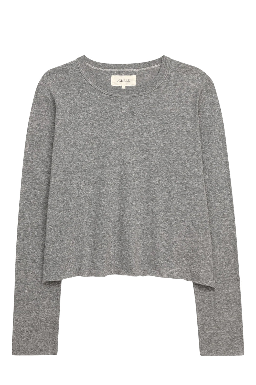 The Long Sleeve Crop Tee in Heather Grey