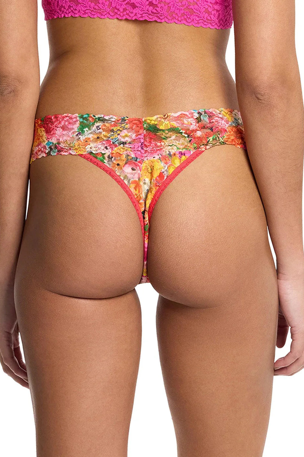 Signature Lace Printed Original Rise Thong in Floramania Pink