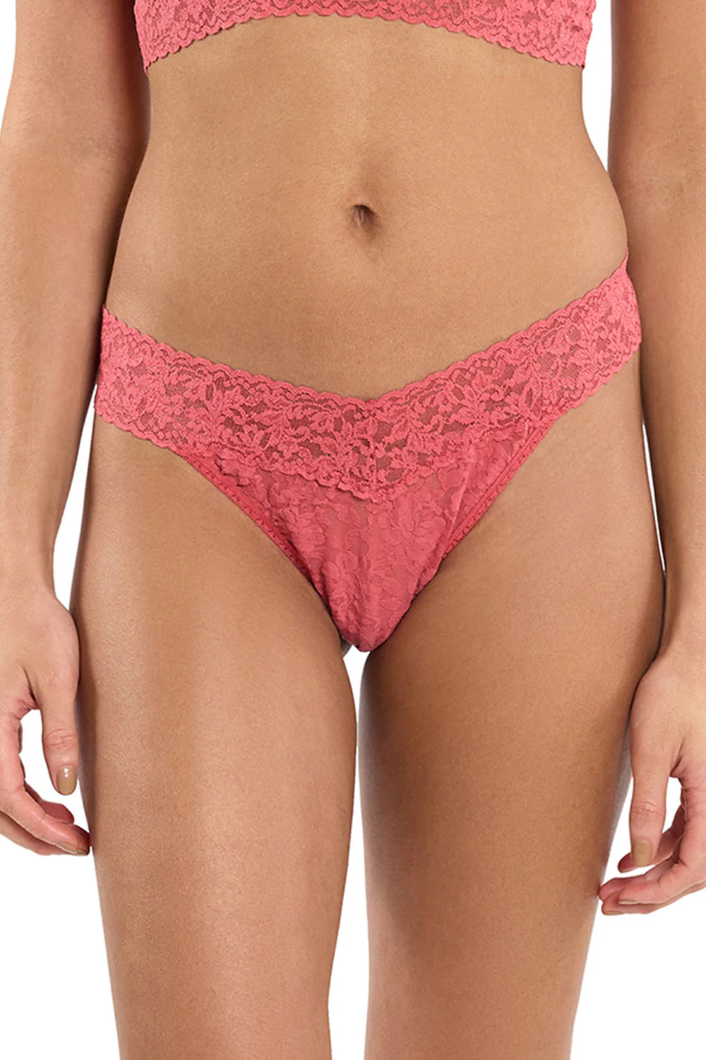Signature Lace Original Rise Thong in Naples Red