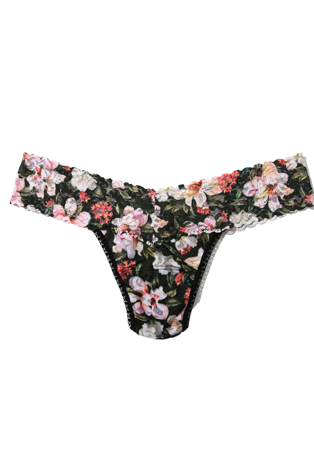 Signature Lace Printed Low Rise Thong in Dark Room Blooms