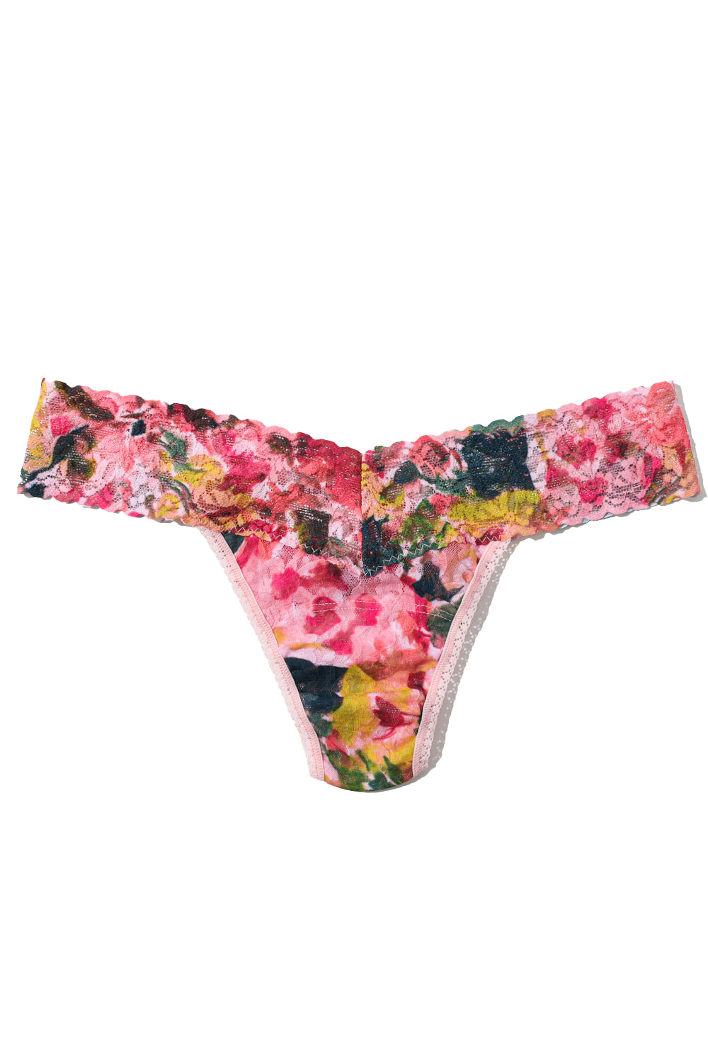 Signature Lace Printed Low Rise Thong in Masterpiece Pink