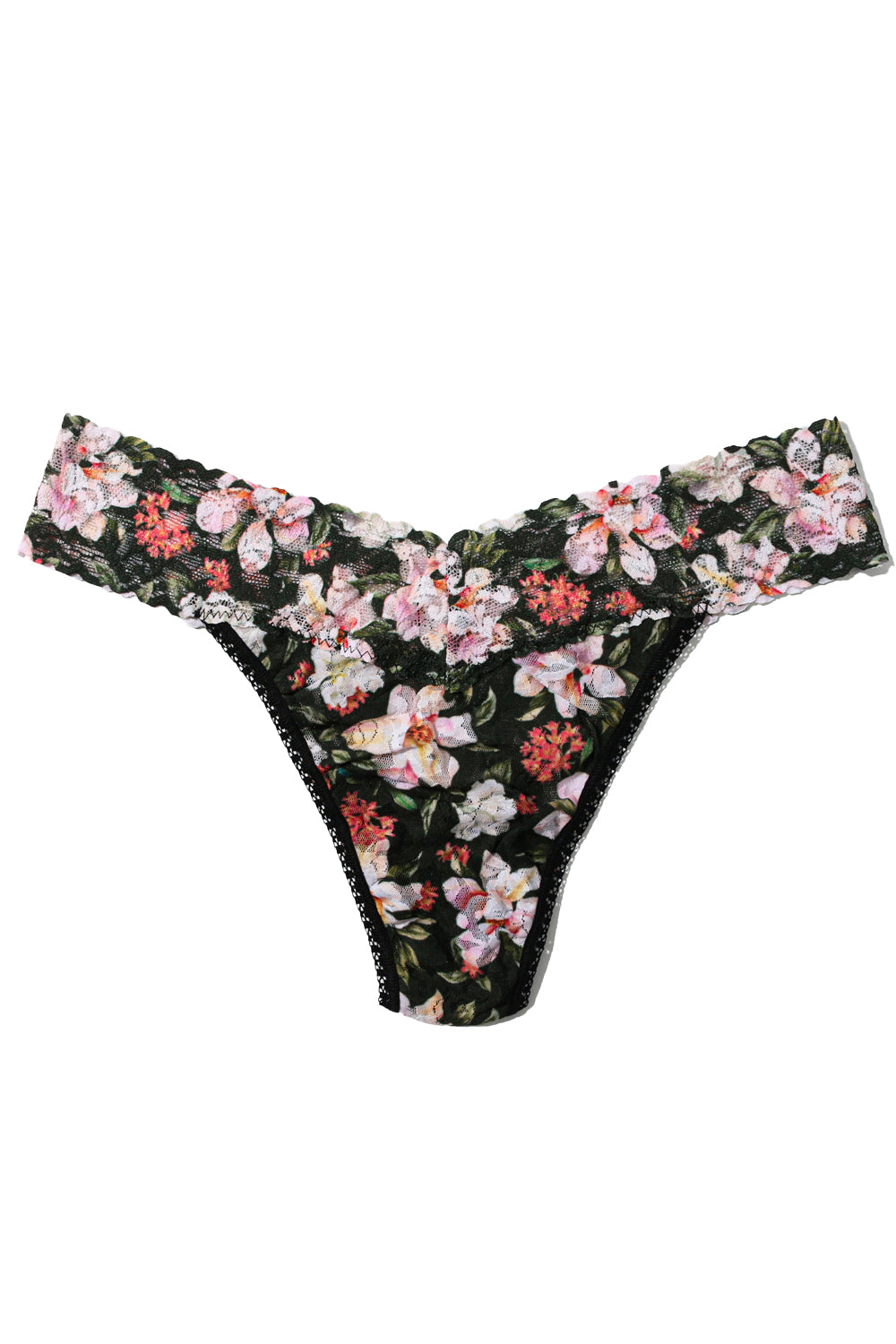Signature Lace Printed Original Rise Thong in Dark Room Blooms