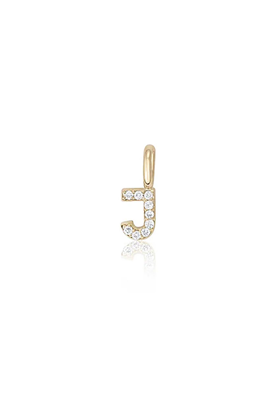 "J" Mini Diamond Letter Charm in 14K Gold