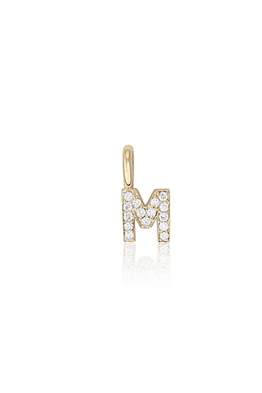 "M" Mini Diamond Letter Charm in 14K Gold