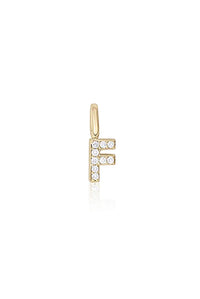 "F" Mini Diamond Letter Charm in 14K Gold