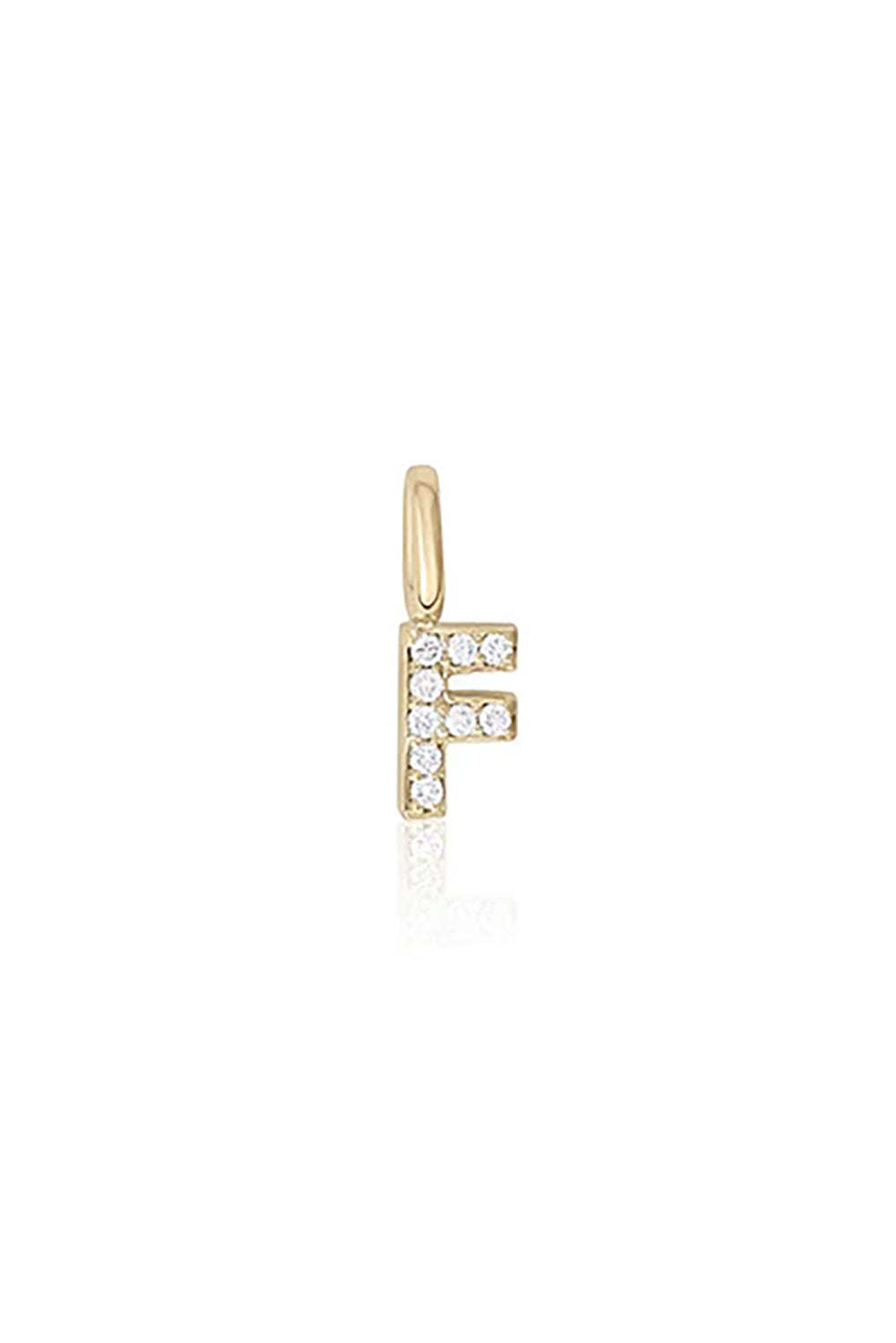 "F" Mini Diamond Letter Charm in 14K Gold