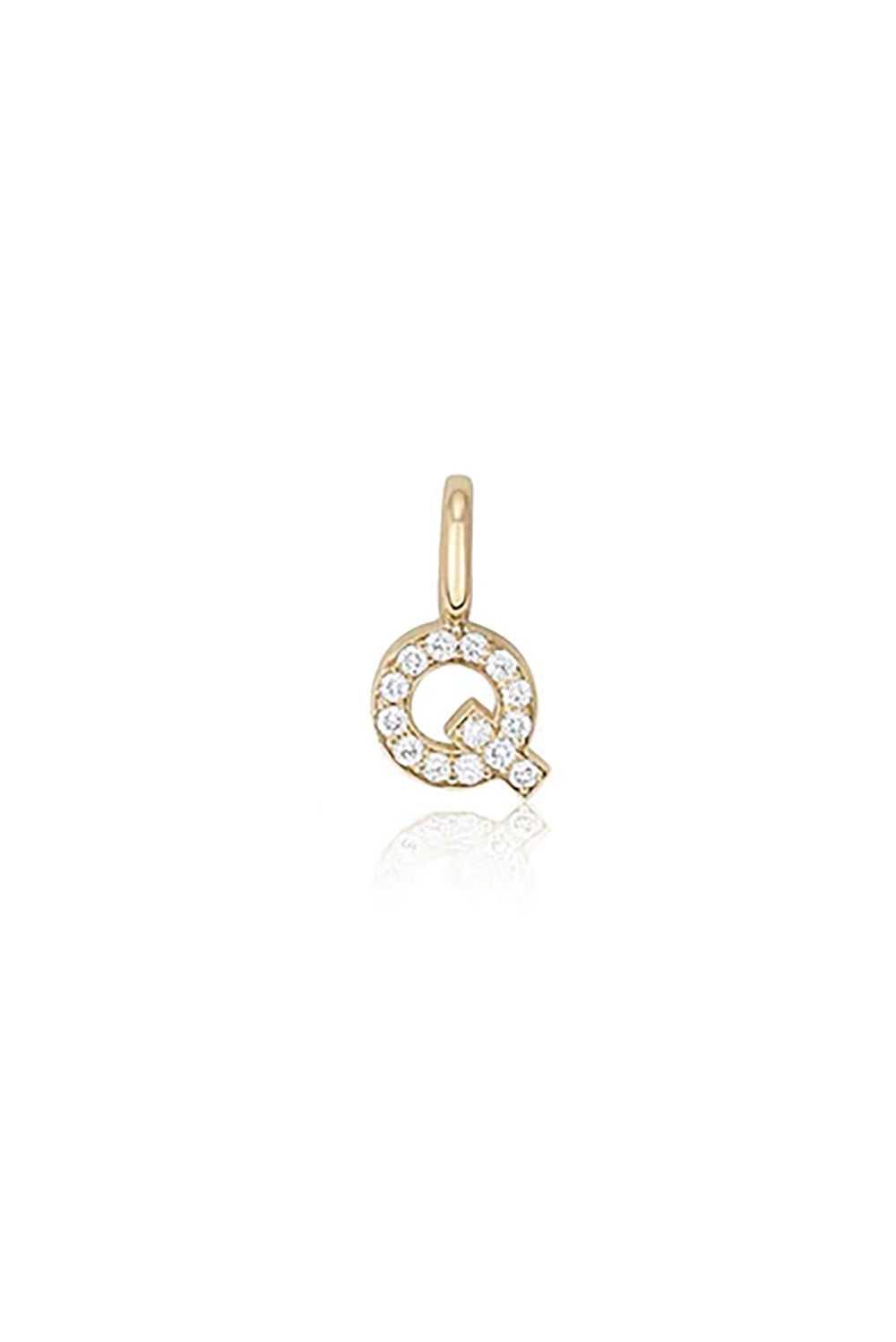 "Q" Mini Diamond Letter Charm in 14K Gold