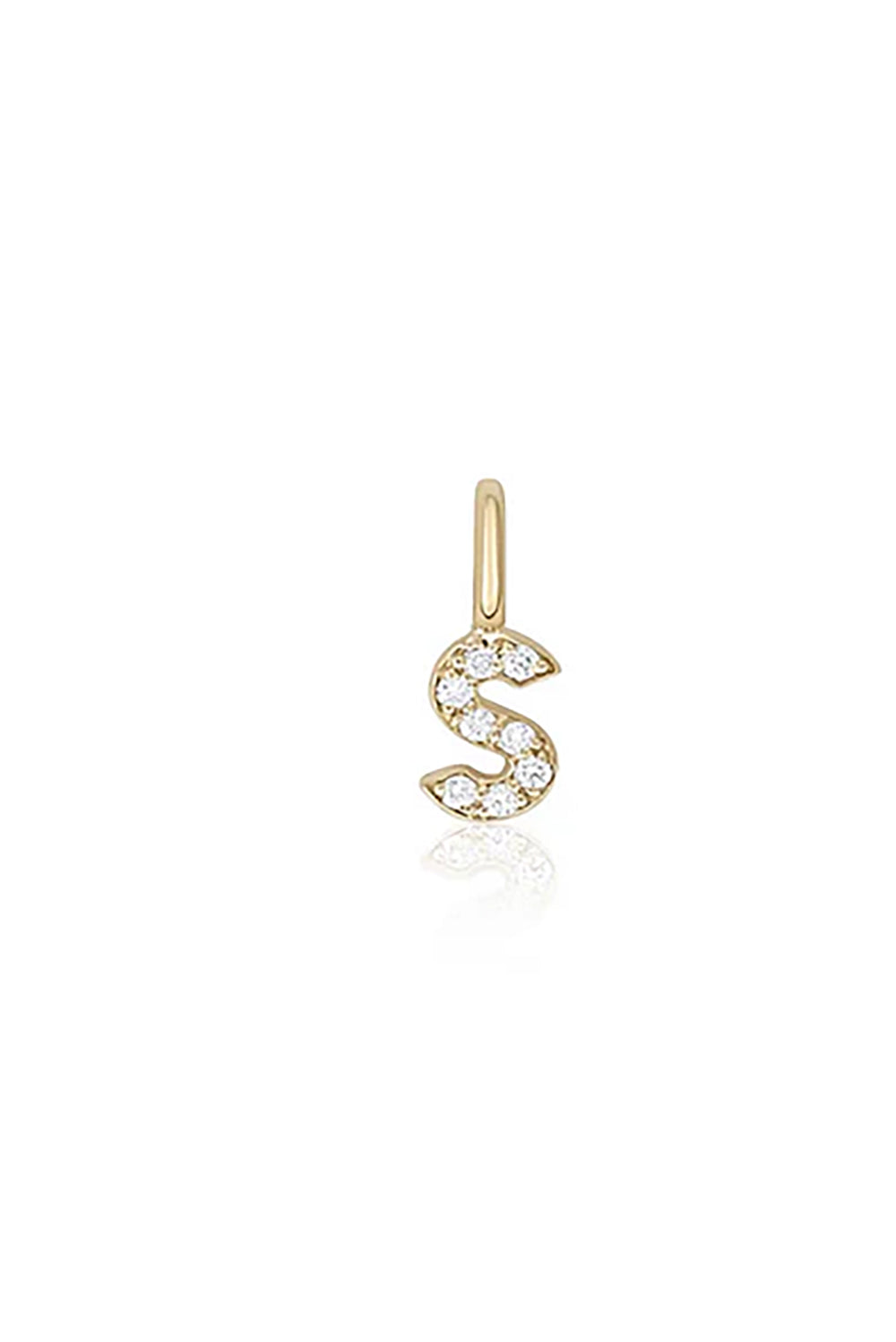 "S" Mini Diamond Letter Charm in 14K Gold
