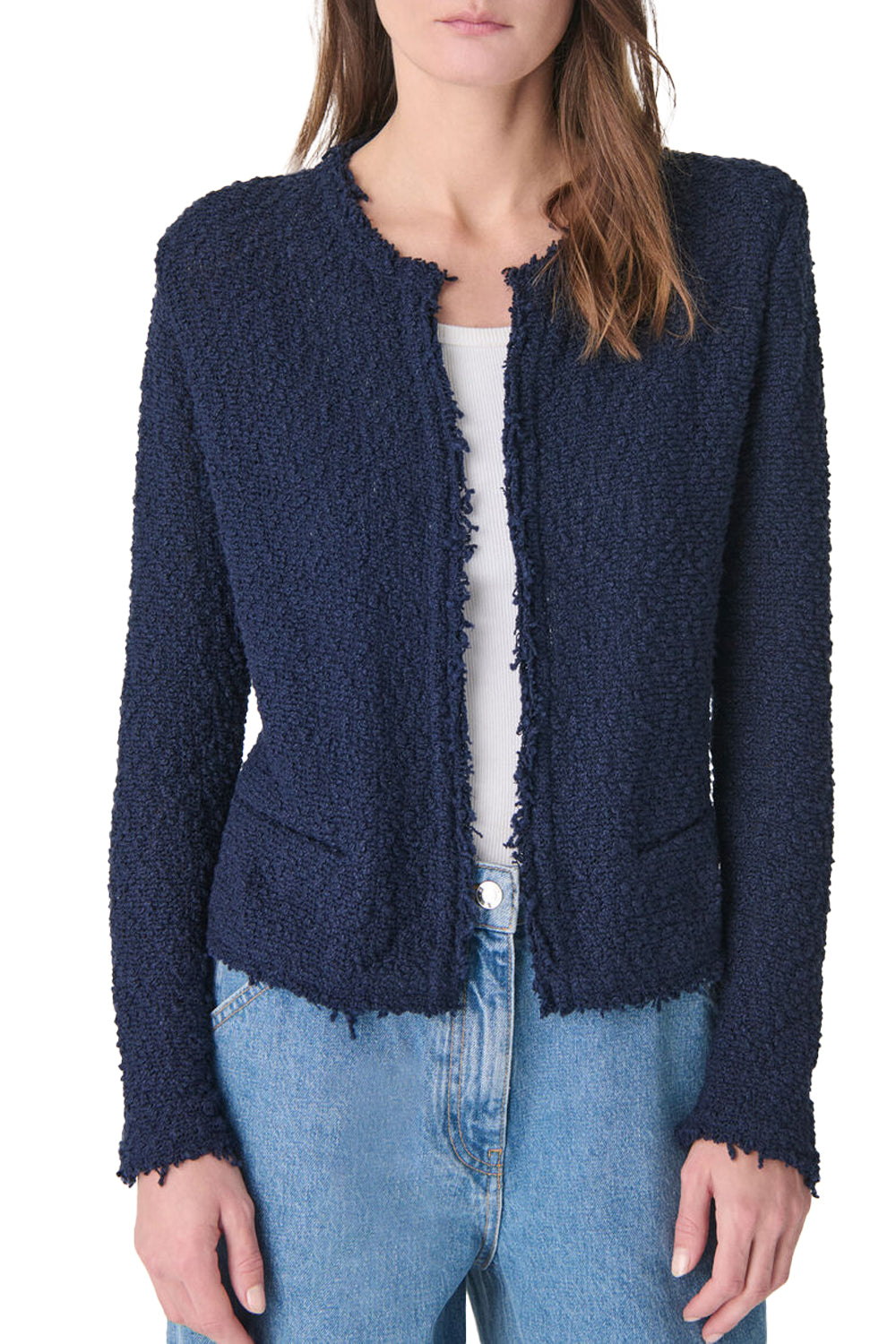 Shavani Textured Tweed Jacket in Navy – Krista K Boutique
