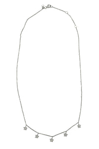 14K White Gold .14CT Diamond 5 Star Necklace