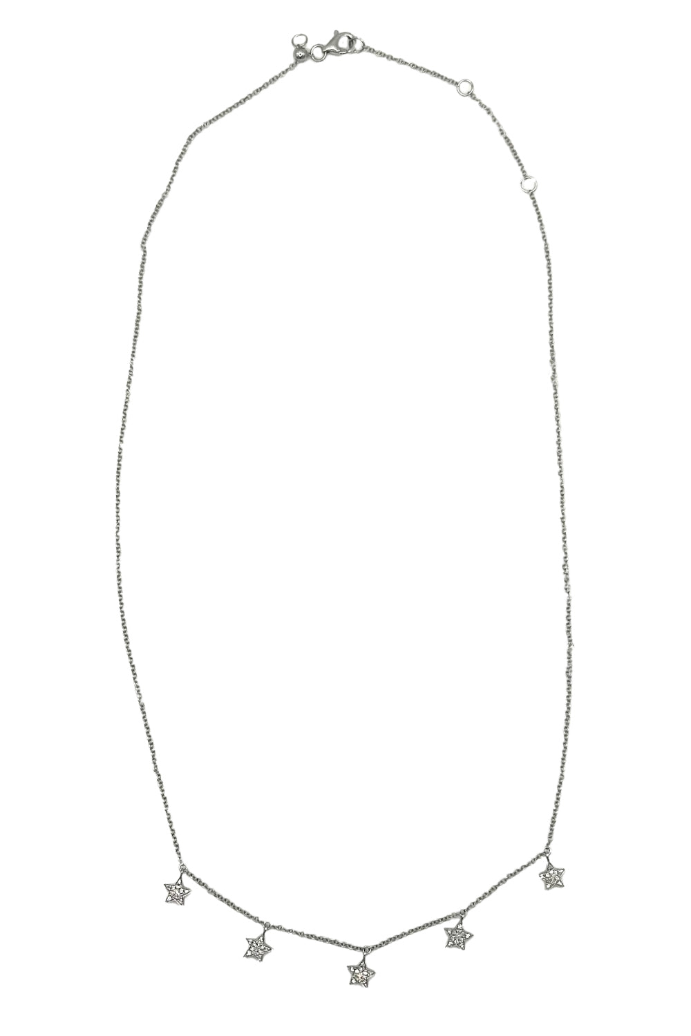 14K White Gold .14CT Diamond 5 Star Necklace