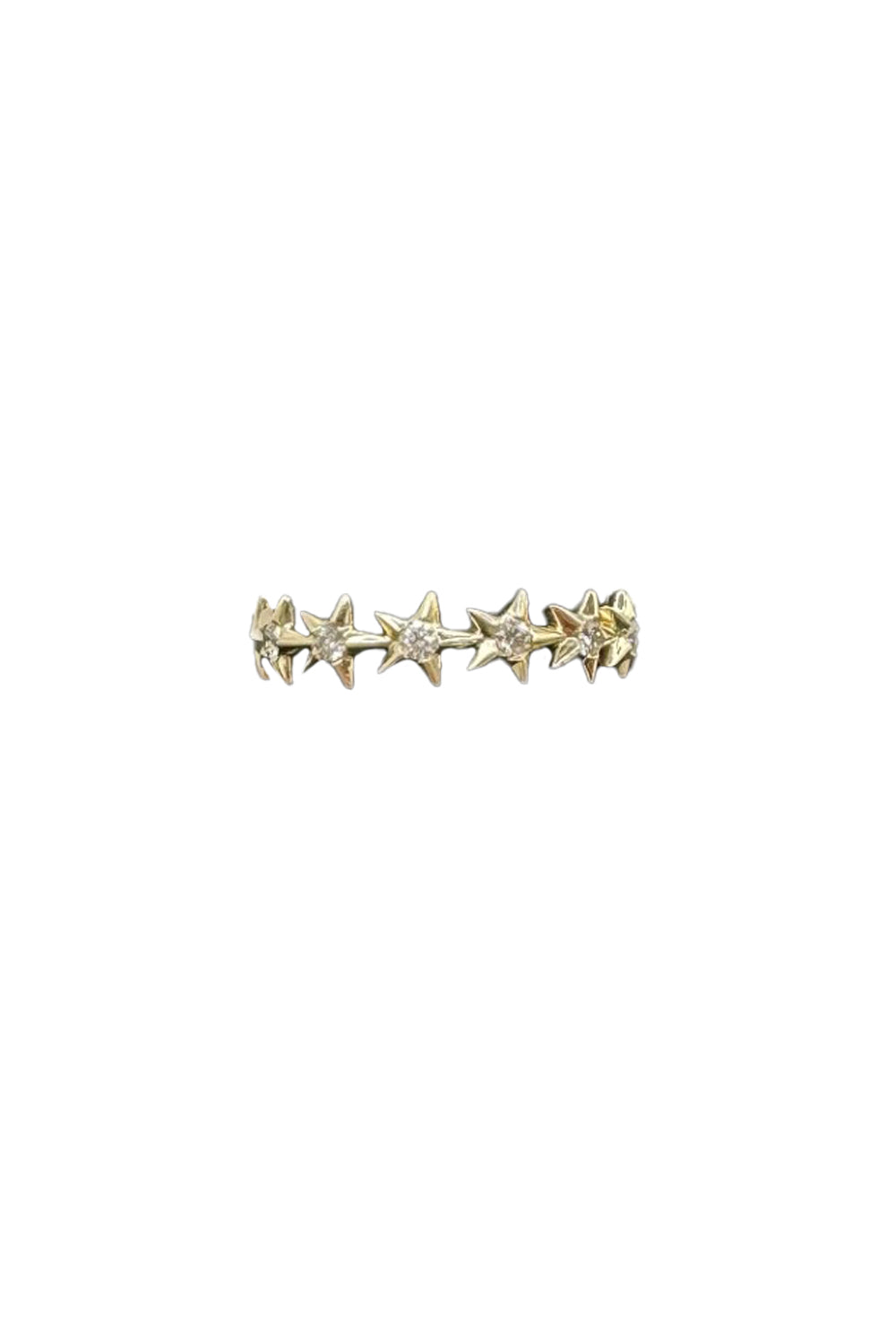 14K Yellow Gold Star Round Cut Diamond Ring Size 6.5