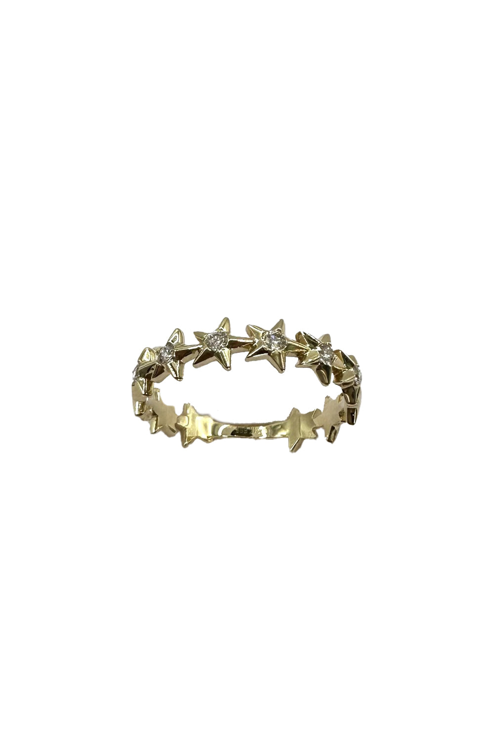 14K Yellow Gold Star Round Cut Diamond Ring Size 6.5