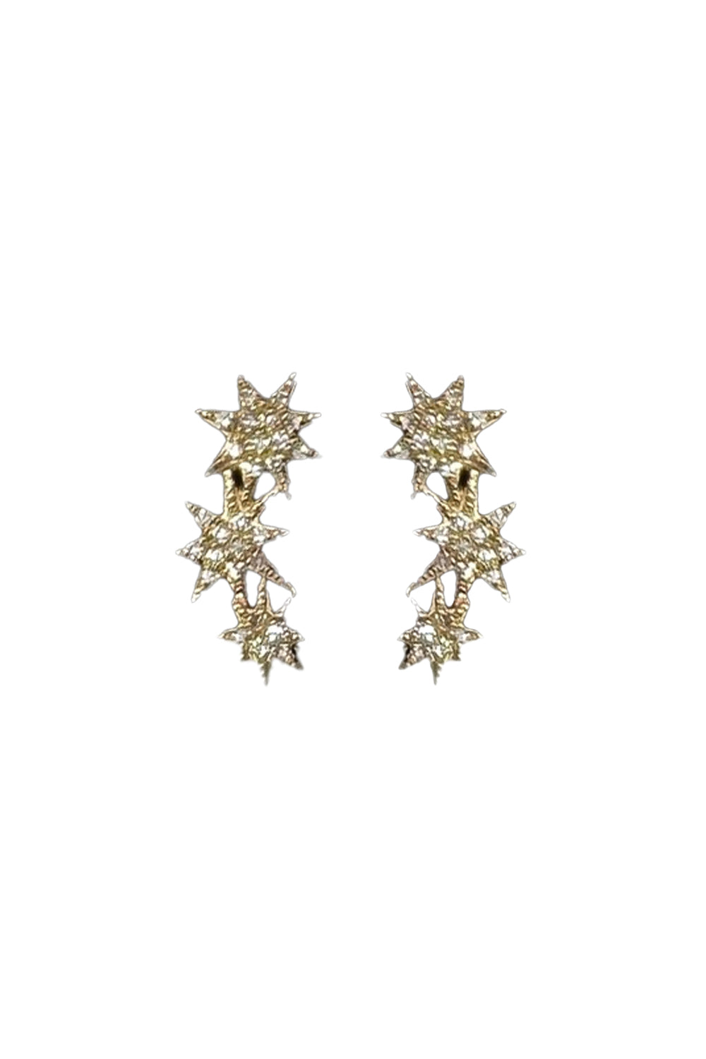 14K Yellow Gold Pave Diamond Triple Starburst Studs