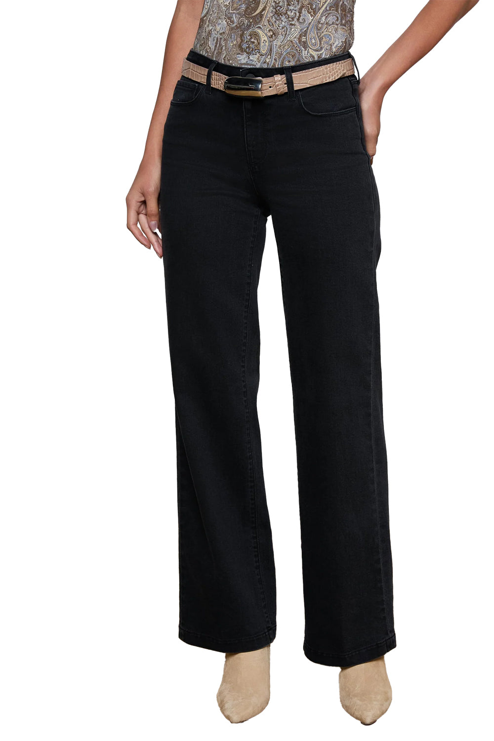 Scottie Wide Leg Jean in Washed Black