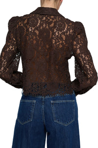Anita Lace Blouse in Dark Brown