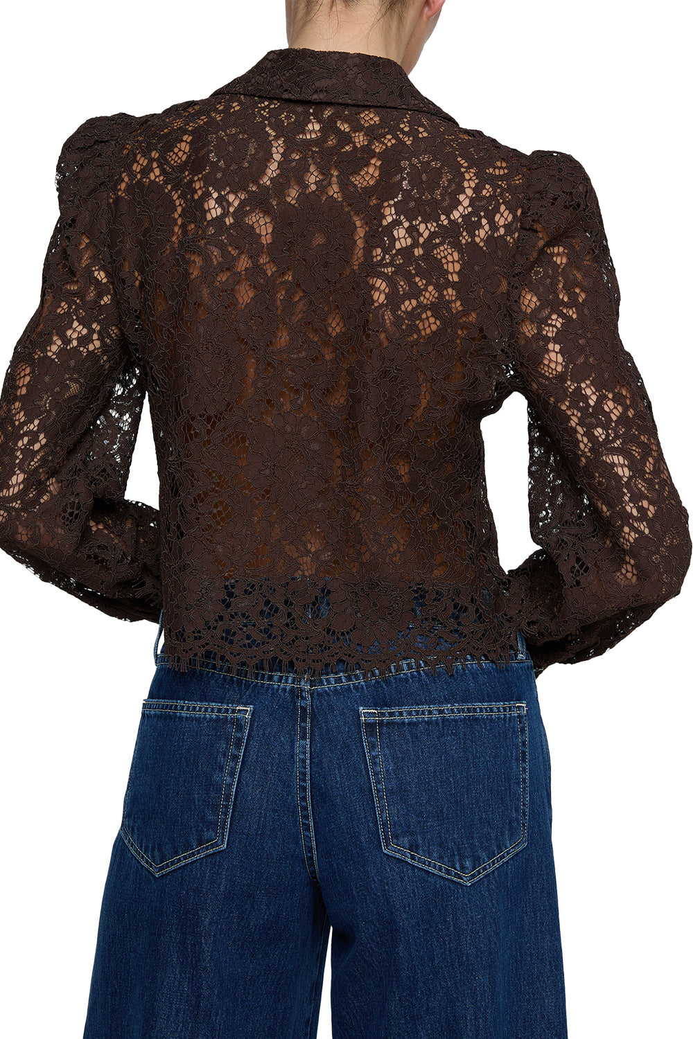 Anita Lace Blouse in Dark Brown
