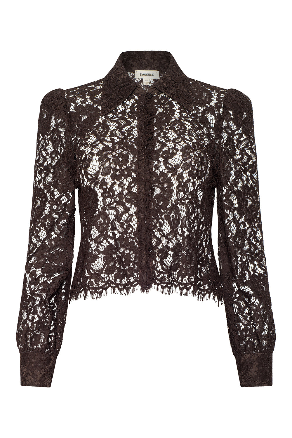 Anita Lace Blouse in Dark Brown