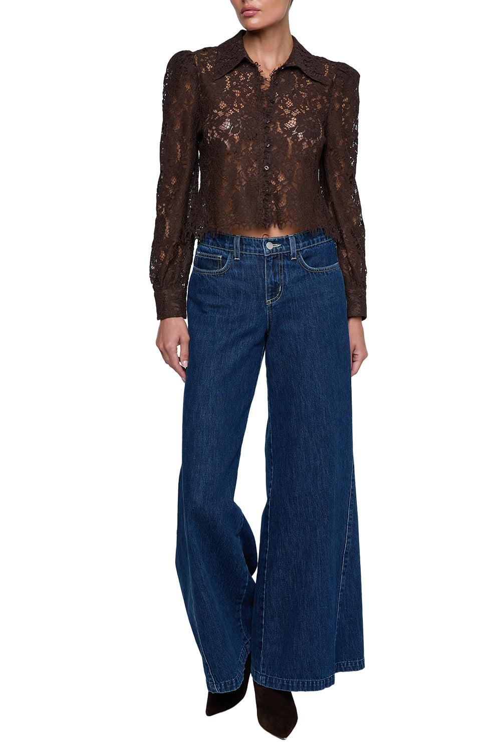 Anita Lace Blouse in Dark Brown