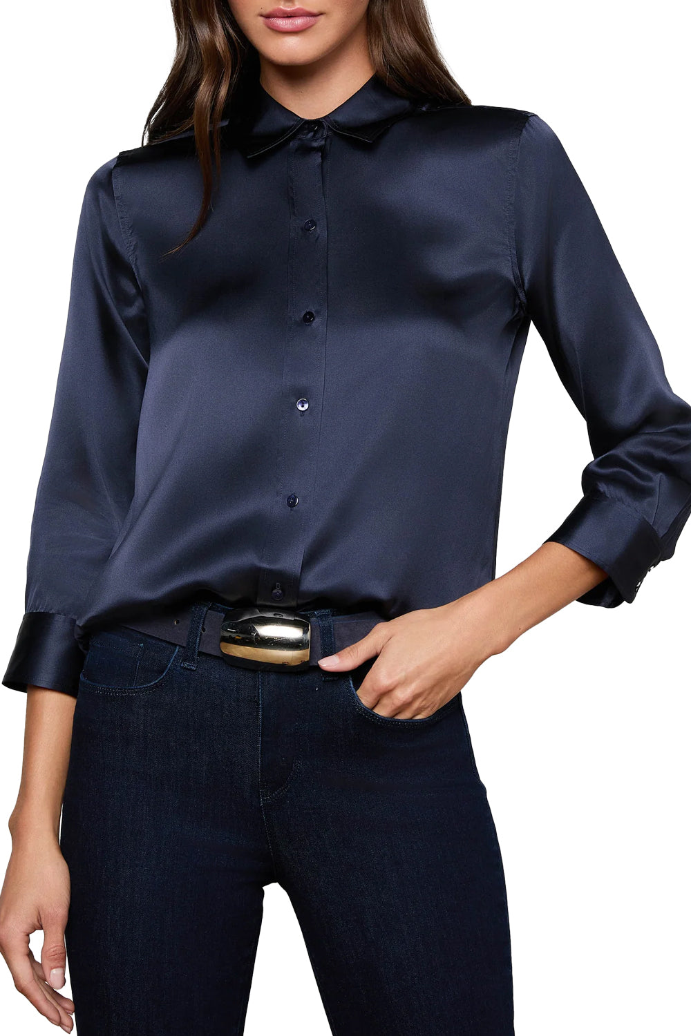 Dani Silk Blouse in Midnight