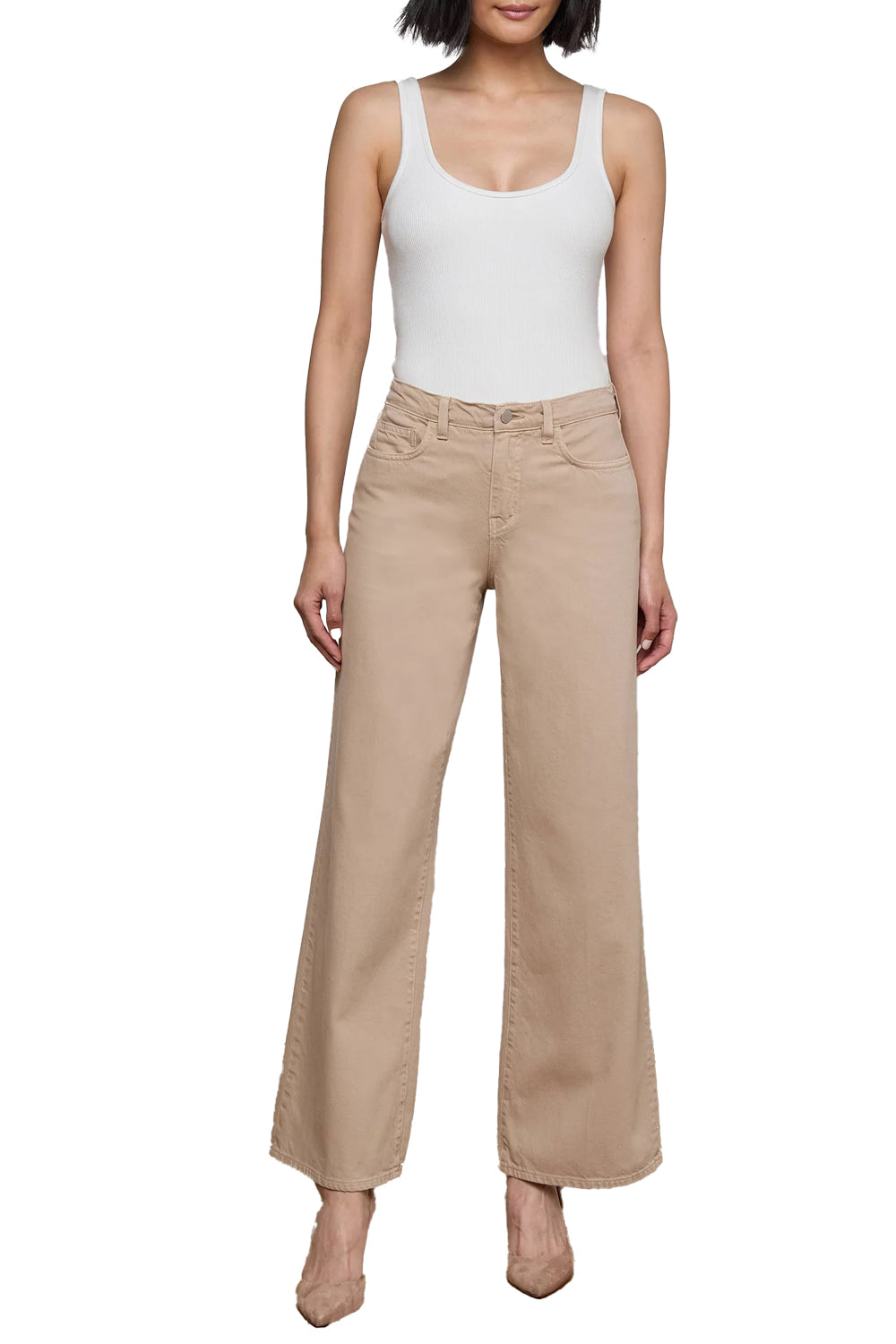 Alicent Wide-Leg Jean in Pale Khaki