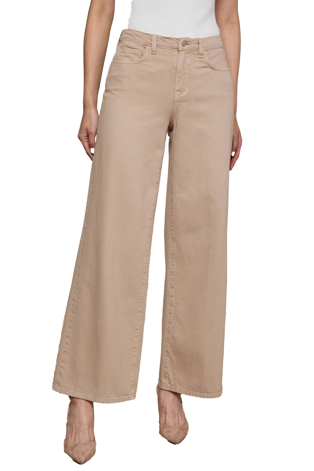 Alicent Wide-Leg Jean in Pale Khaki