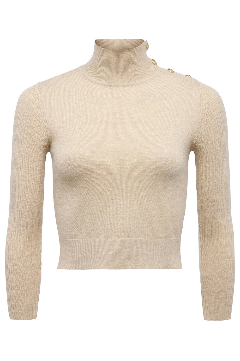Kamdyn Mock-Neck Top in Warm Sand Gold