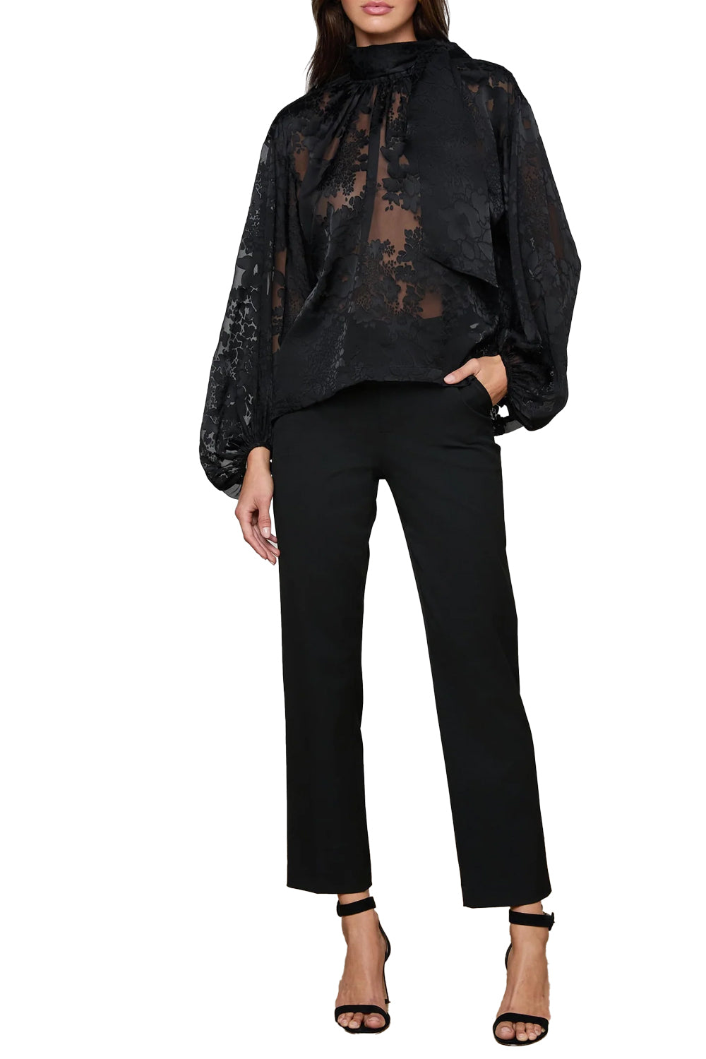 Rhett Burnout Satin Blouse in Black