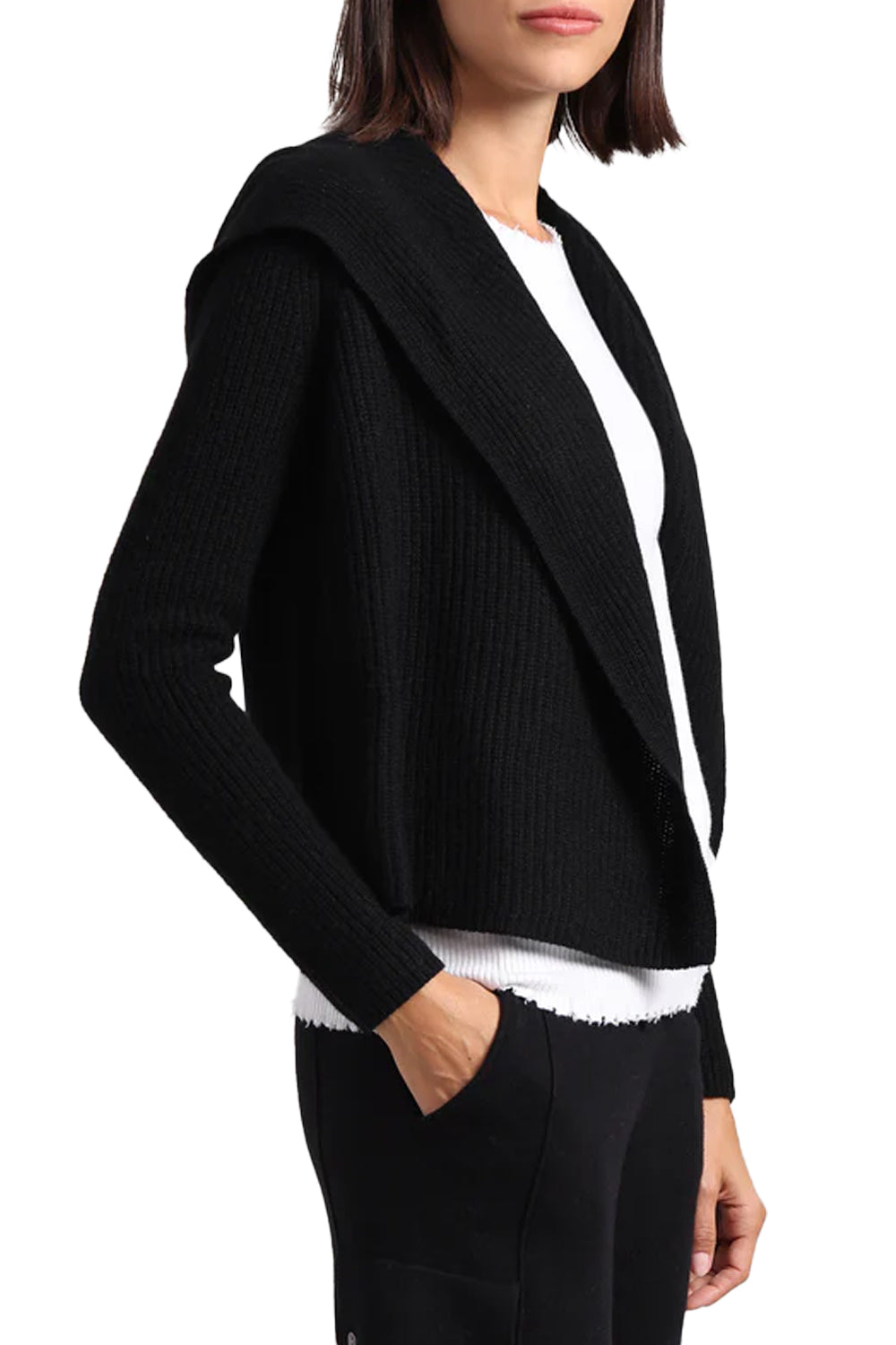 Cashmere 5GG Shaker Hooded Cardi in Black