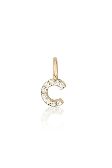 "E" 14K Gold Puffy Letter Charm with Rainbow Sapphires