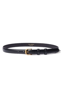 Jane Belt in Black with Shiny Brass Buckle
