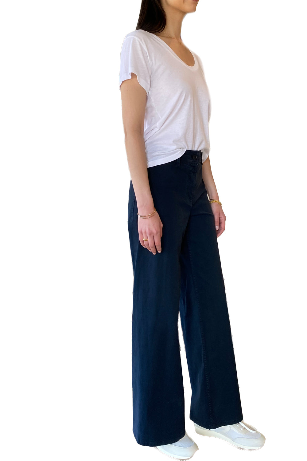 Slim U Neck Tee in True White