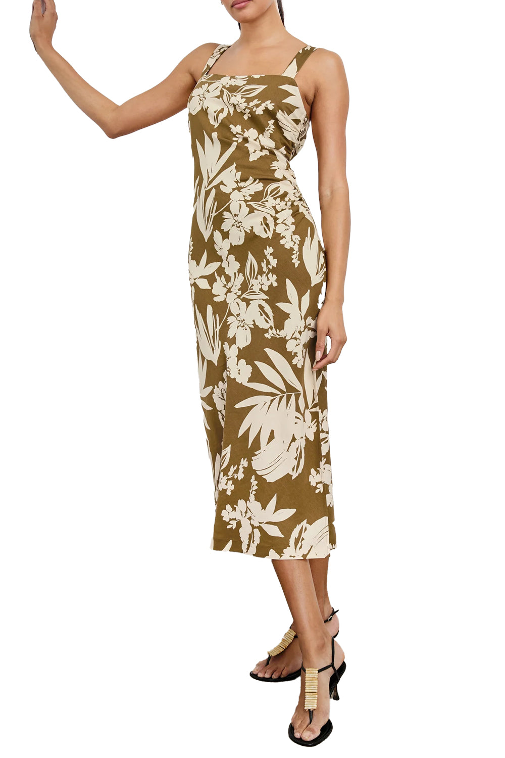 Damaris Dress in Olive Tropic