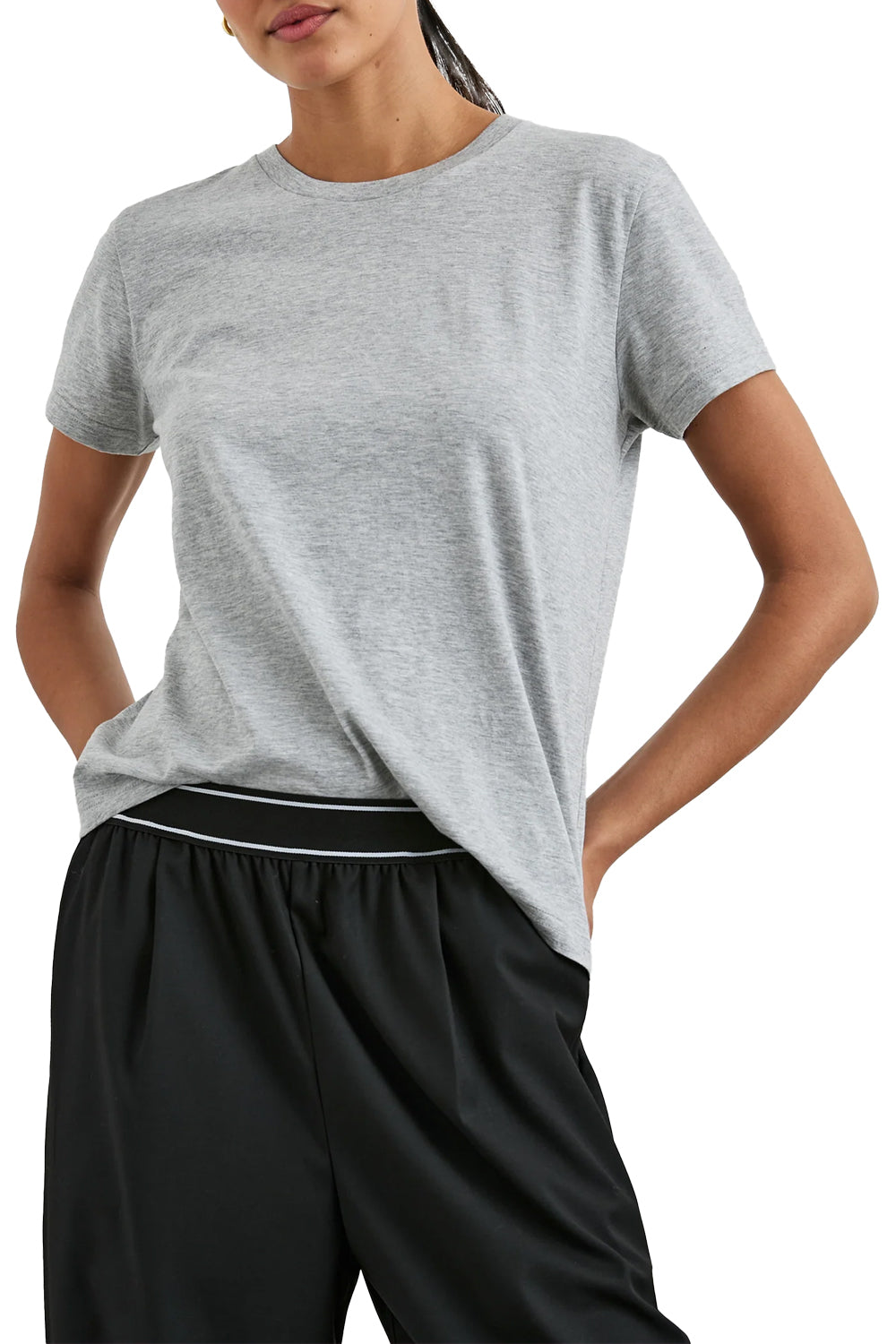 Classic Crew Neck Short Sleeve Tee in Heather Grey
