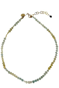 Necklace of faceted aquamarines with gold filled elements