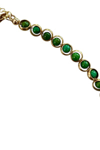 Gemstone Necklace with Gold Plated Rings in Chrysoprase