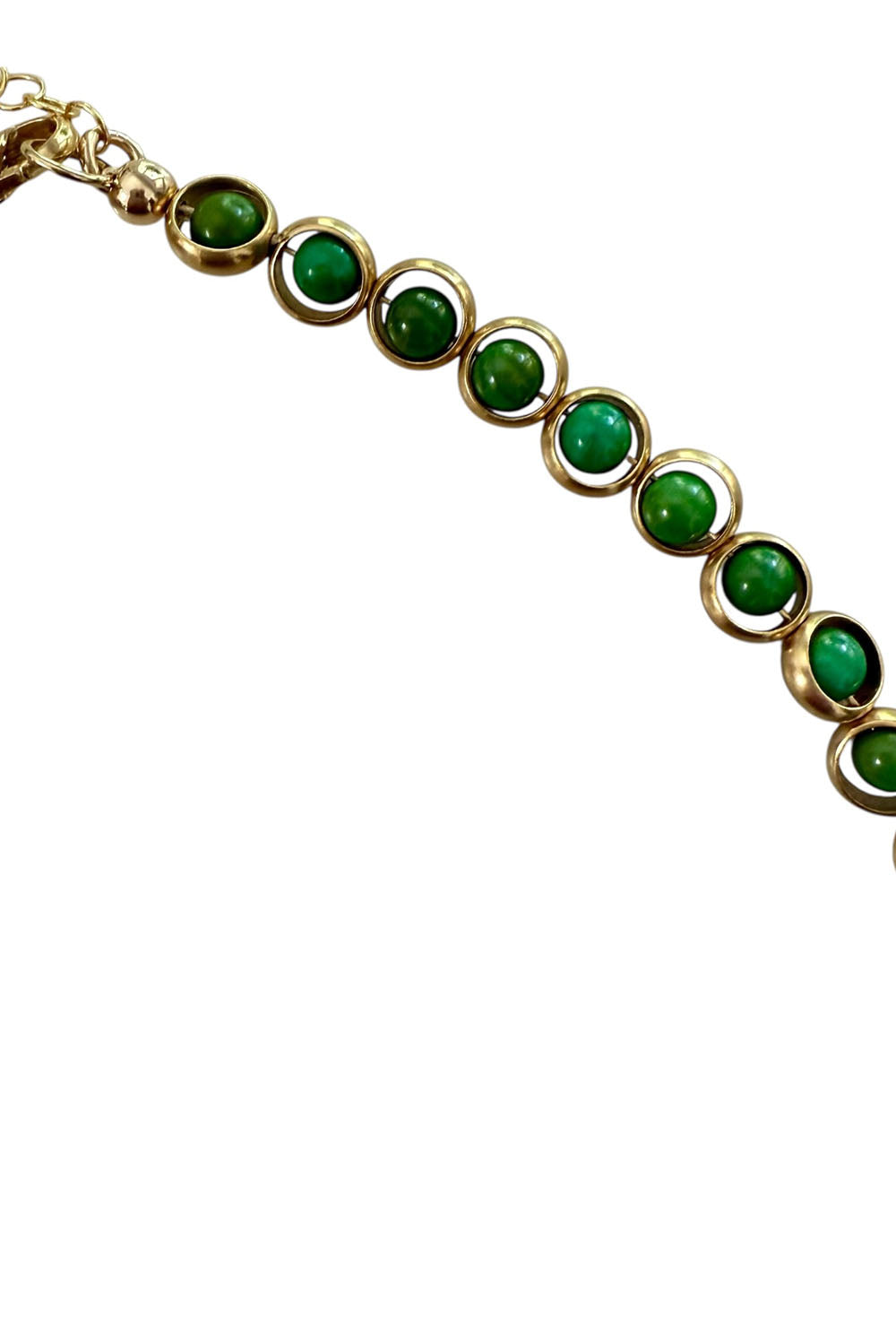 Gemstone Necklace with Gold Plated Rings in Chrysoprase