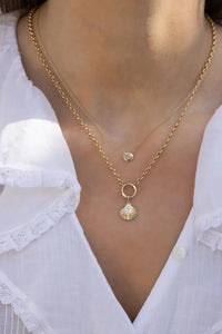 Oval Diamond Necklace in 14k Yellow Gold