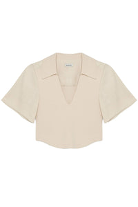Lizzie Linen Knit Top in Sand