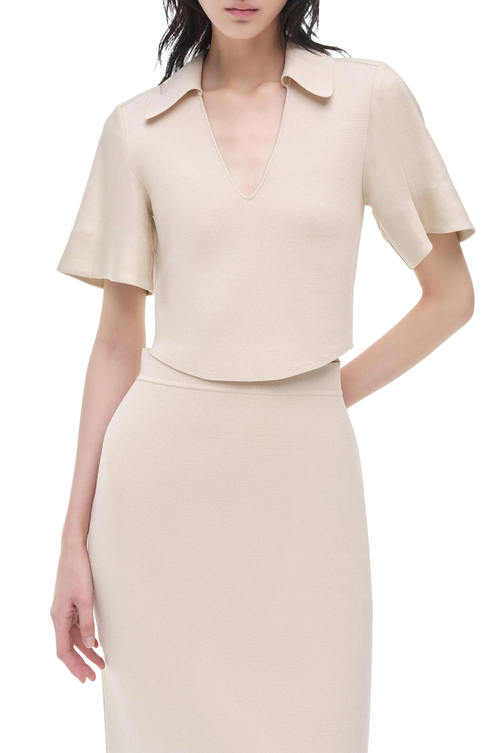 Lizzie Linen Knit Top in Sand