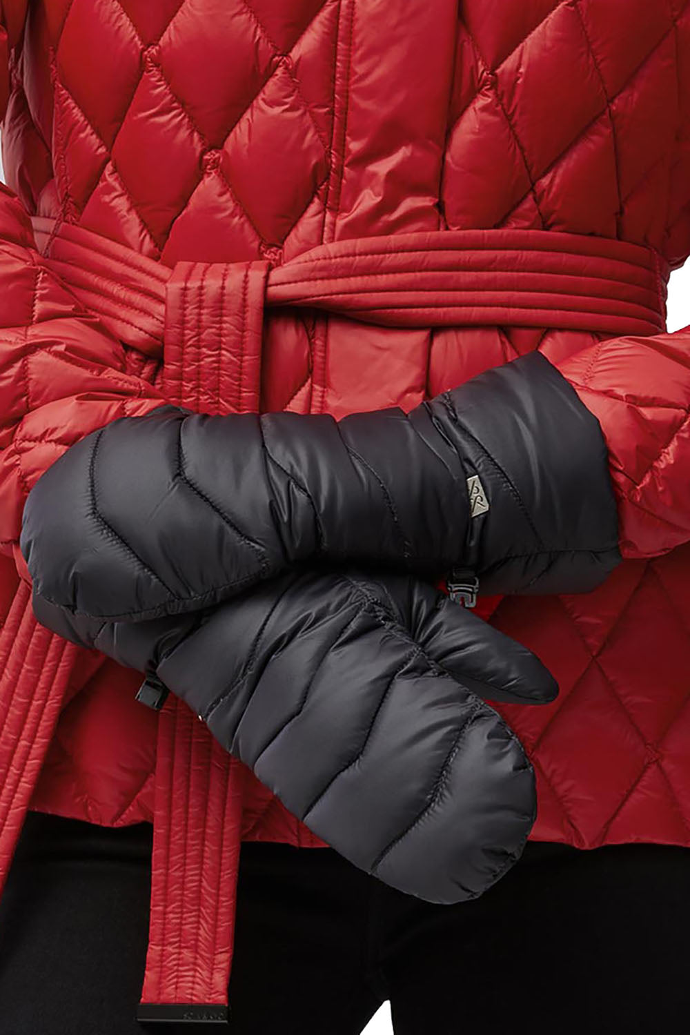 Julia Quilted Puffer Mittens in Black