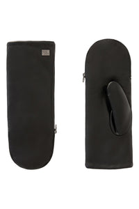 Betrice Faux Fur Lined Leather Mittens in Black Rose Quartz