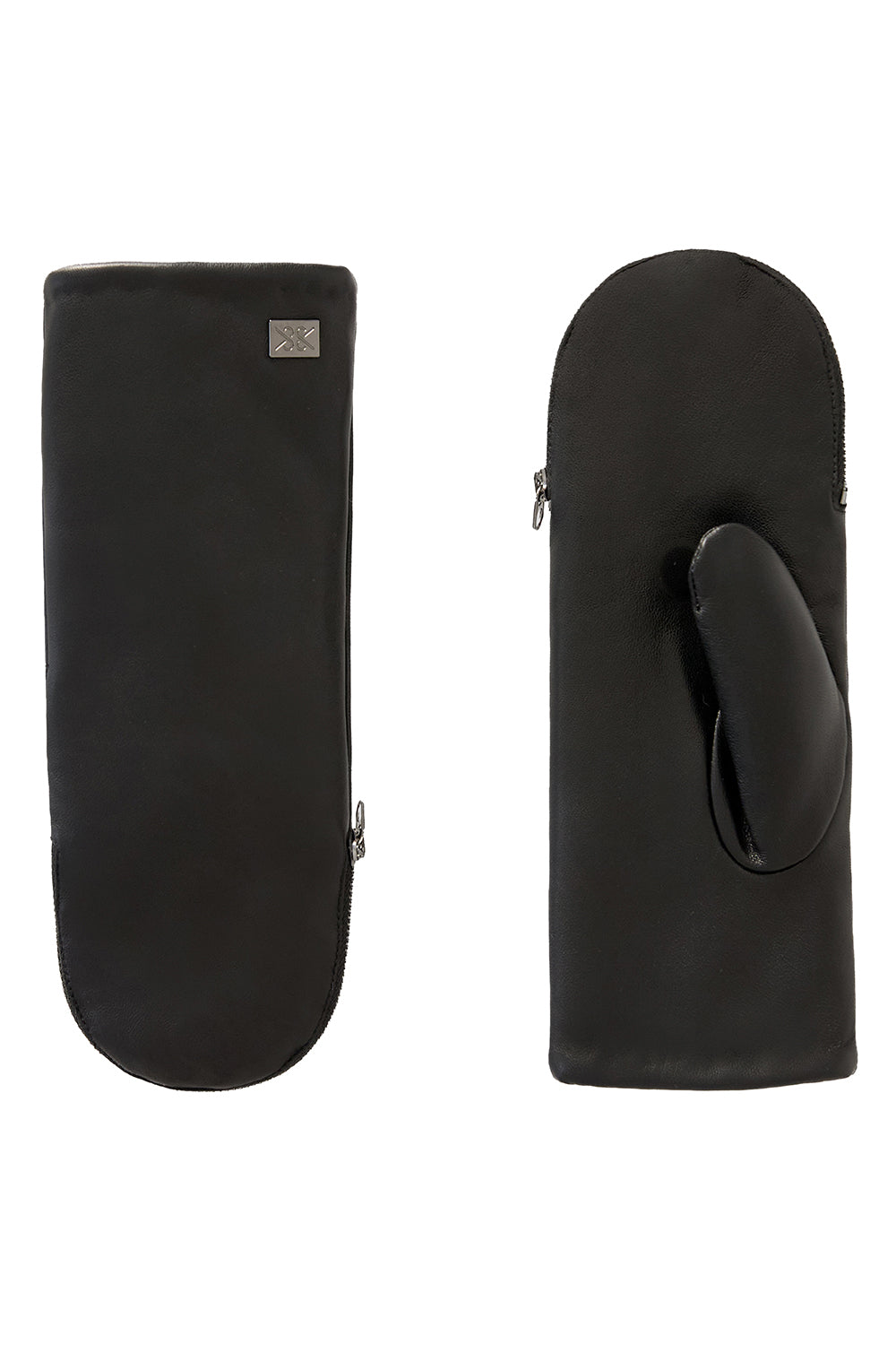 Betrice Faux Fur Lined Leather Mittens in Black Rose Quartz