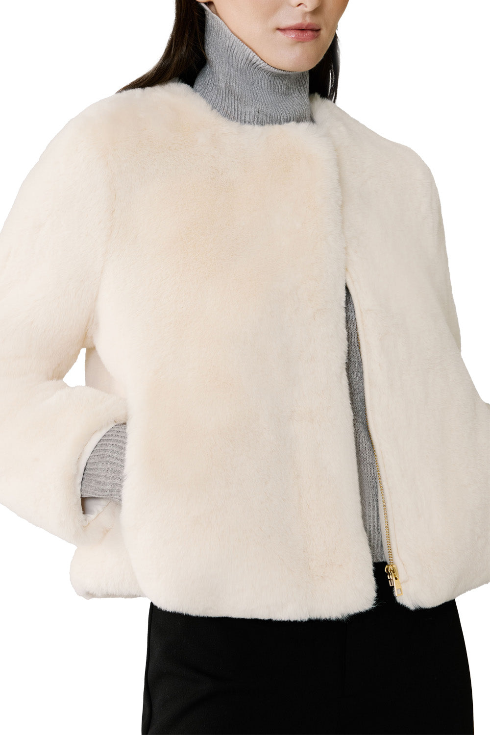 Kendell Faux Fur Jacket in Powder