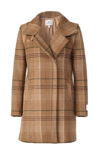Kiana Plaid Coat in Teak