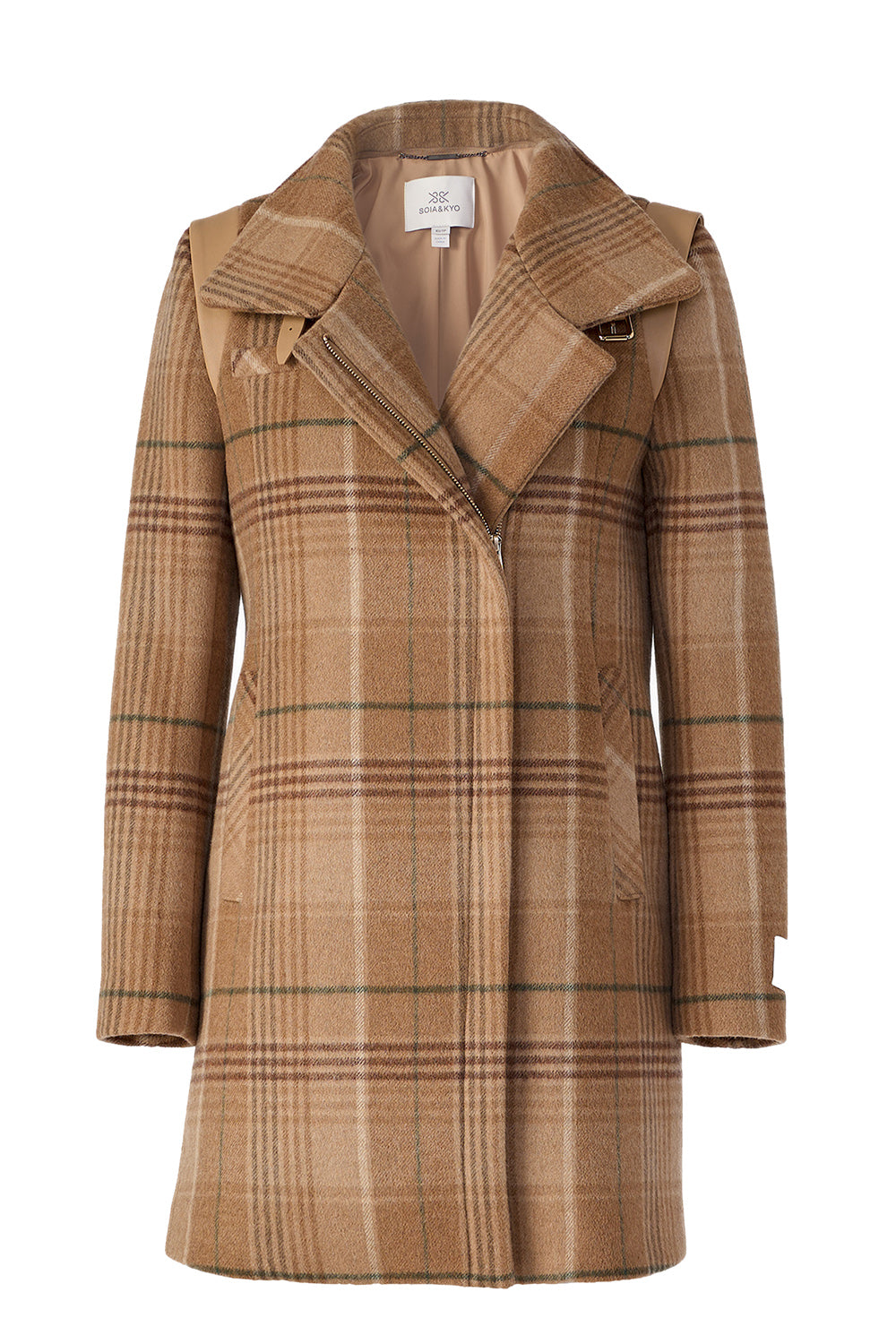 Kiana Plaid Coat in Teak