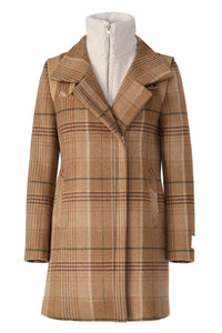 Kiana Plaid Coat in Teak